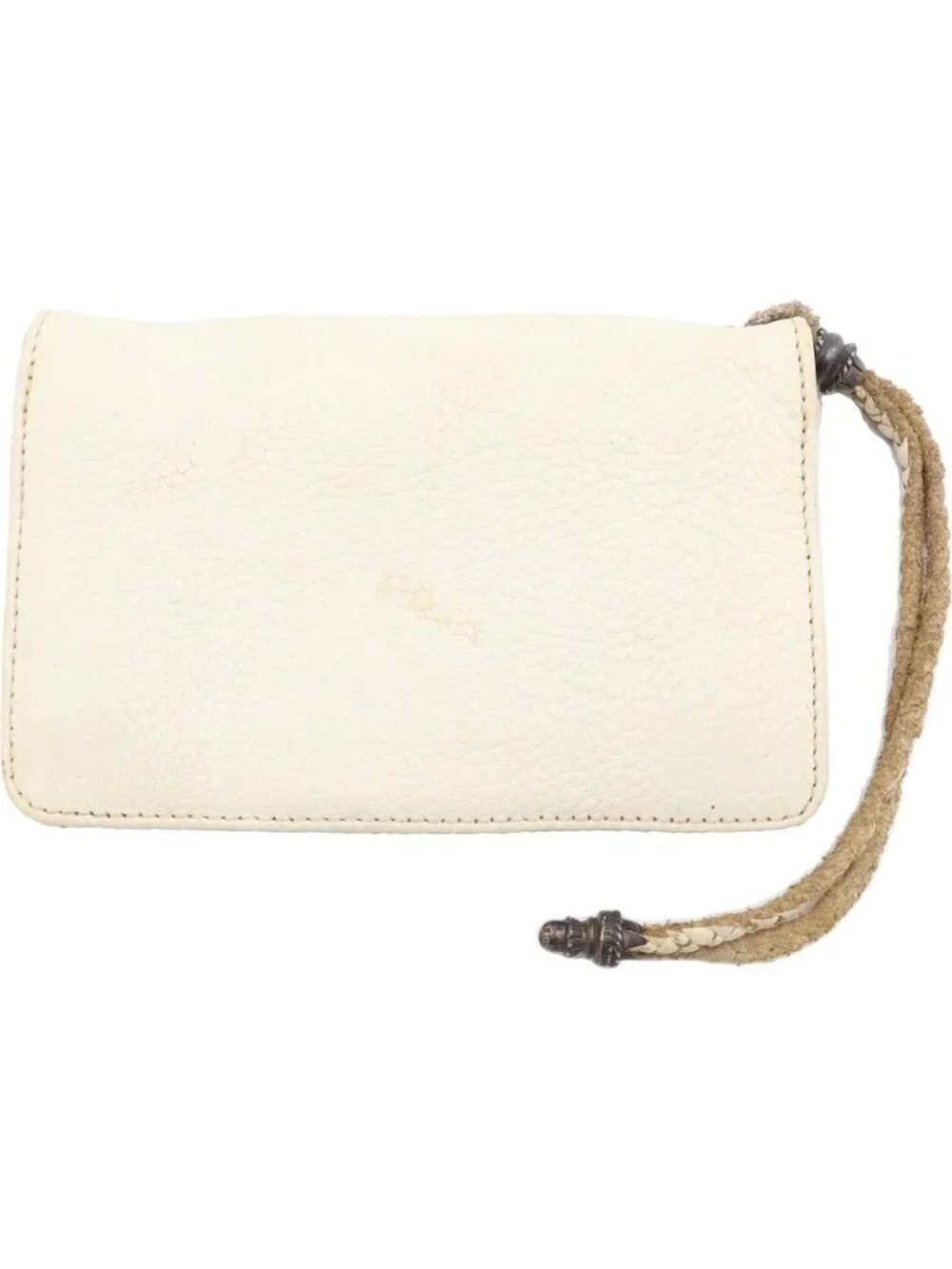 Chrome Hearts Strap 2 Zip Cross Ball Button Leather Wallet White